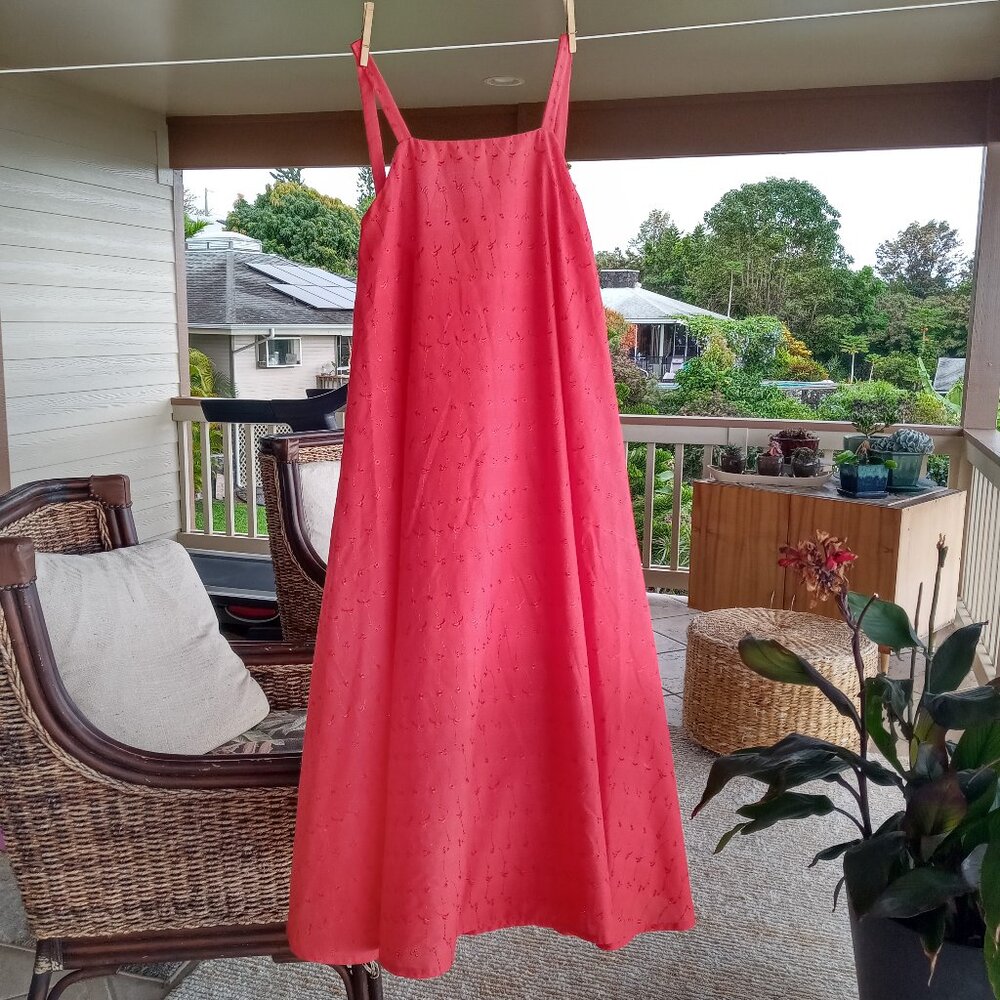 Red Eyelet Maxi Dress
